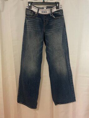 Revice Wide Leg Jeans Size 26 Medium Wash High Rise Denim